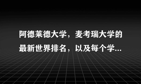 阿德莱德大学，麦考瑞大学的最新世界排名，以及每个学校的最强最优势专业