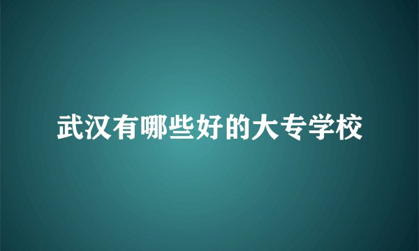 武汉有哪些好的大专学校