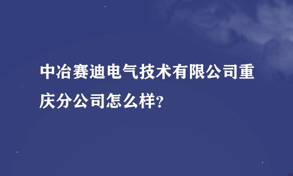 中冶赛迪电气技术有限公司重庆分公司怎么样？