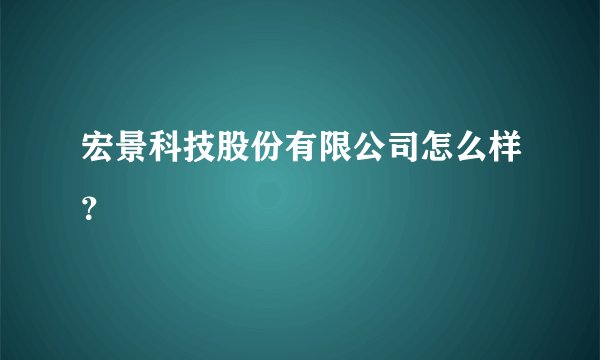 宏景科技股份有限公司怎么样？