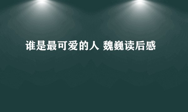 谁是最可爱的人 魏巍读后感