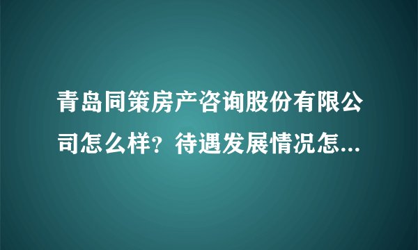 青岛同策房产咨询股份有限公司怎么样？待遇发展情况怎么样呢？谢谢！