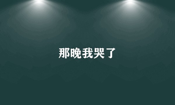 那晚我哭了