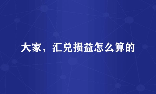 大家，汇兑损益怎么算的