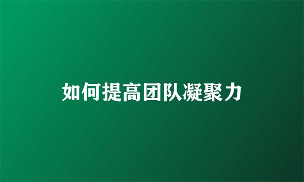 如何提高团队凝聚力