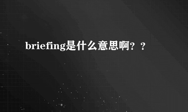 briefing是什么意思啊？？