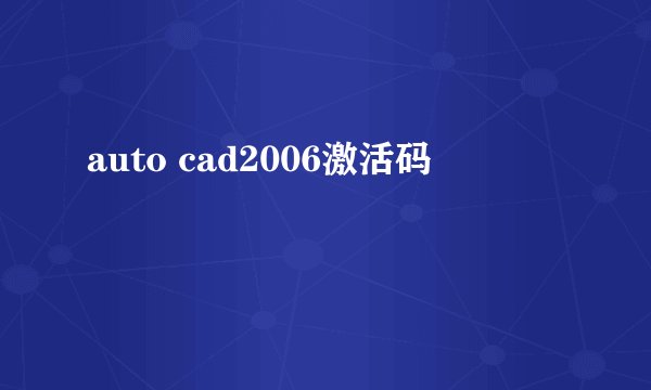 auto cad2006激活码