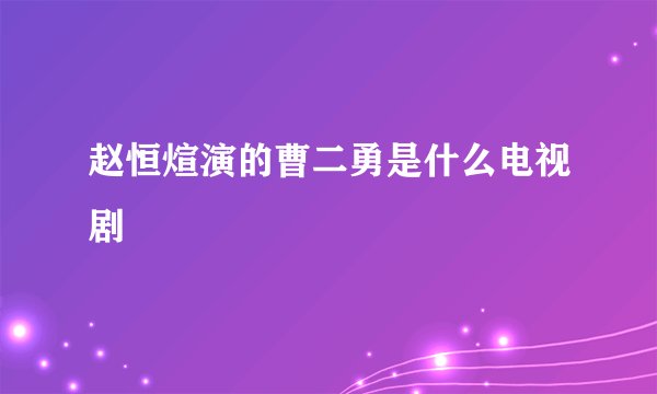 赵恒煊演的曹二勇是什么电视剧