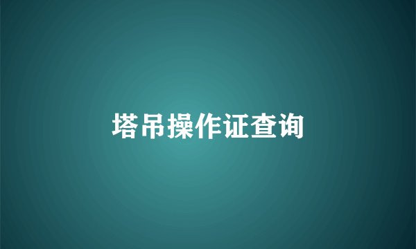 塔吊操作证查询