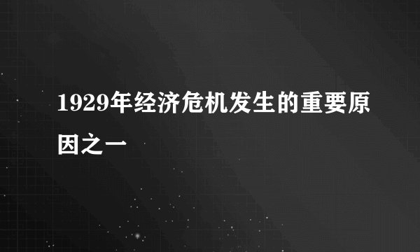 1929年经济危机发生的重要原因之一