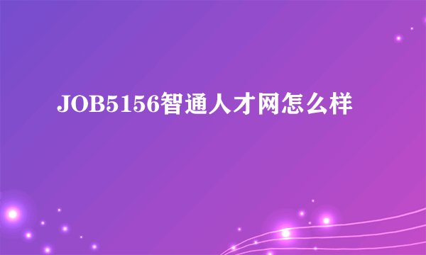 JOB5156智通人才网怎么样