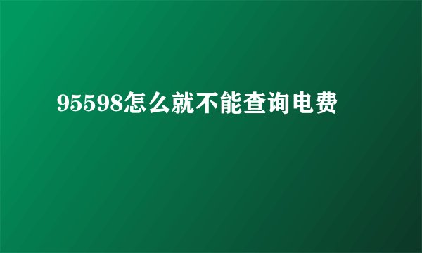 95598怎么就不能查询电费