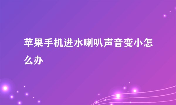 苹果手机进水喇叭声音变小怎么办
