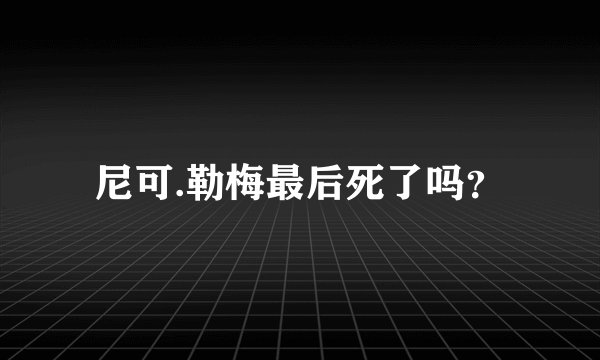 尼可.勒梅最后死了吗？