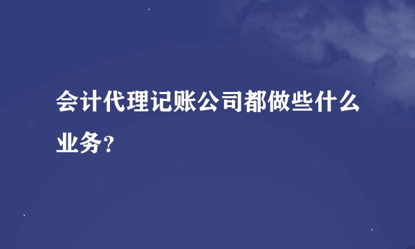 会计代理记账公司都做些什么业务？