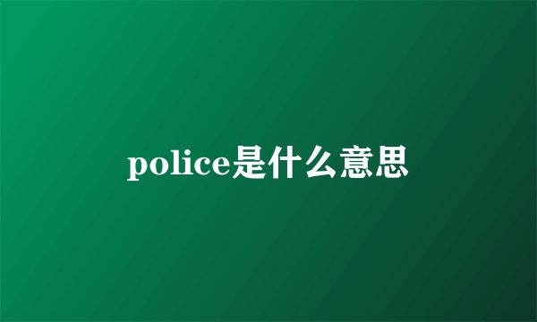 police是什么意思