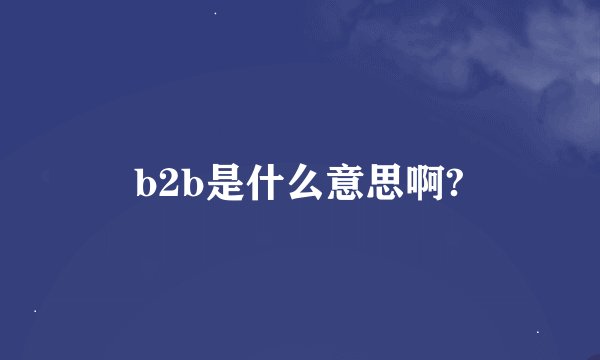 b2b是什么意思啊?