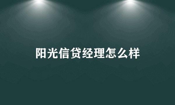 阳光信贷经理怎么样