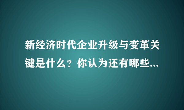 新经济时代企业升级与变革关键是什么？你认为还有哪些关键要素？