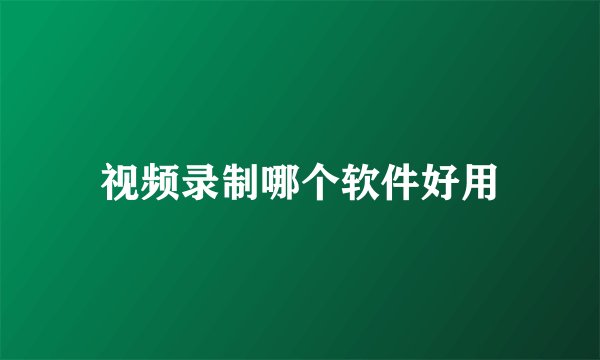 视频录制哪个软件好用
