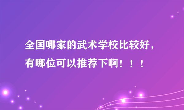 全国哪家的武术学校比较好，有哪位可以推荐下啊！！！