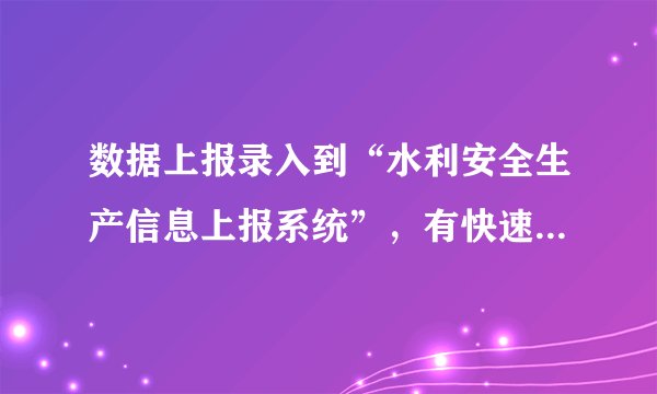 数据上报录入到“水利安全生产信息上报系统”，有快速录入的方法吗？