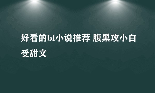 好看的bl小说推荐 腹黑攻小白受甜文