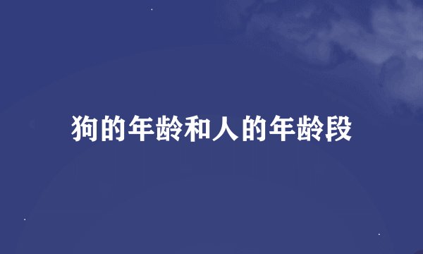 狗的年龄和人的年龄段