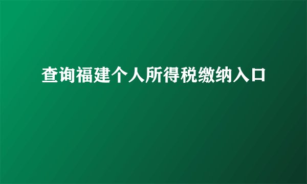 查询福建个人所得税缴纳入口