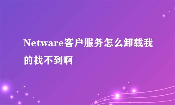 Netware客户服务怎么卸载我的找不到啊