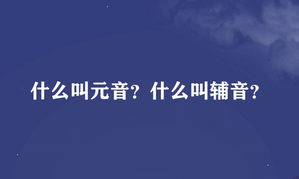 什么叫元音？什么叫辅音？