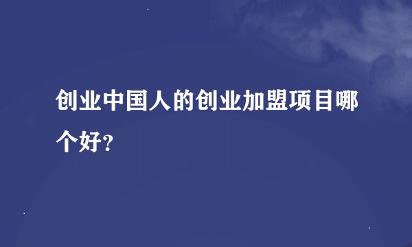 创业中国人的创业加盟项目哪个好？