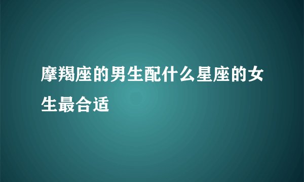 摩羯座的男生配什么星座的女生最合适
