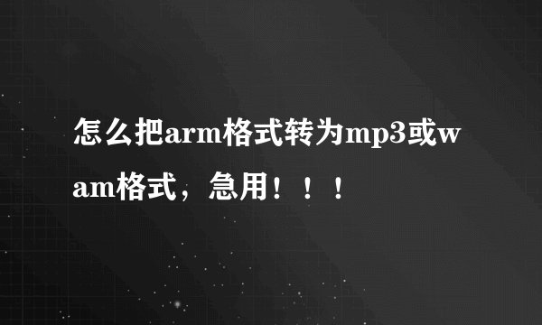 怎么把arm格式转为mp3或wam格式，急用！！！