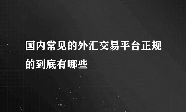 国内常见的外汇交易平台正规的到底有哪些