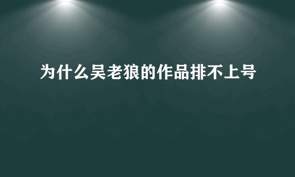 为什么吴老狼的作品排不上号