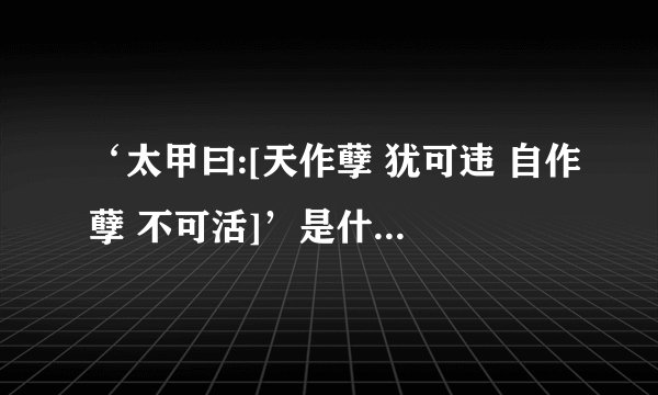 ‘太甲曰:[天作孽 犹可违 自作孽 不可活]’是什么意思啊？