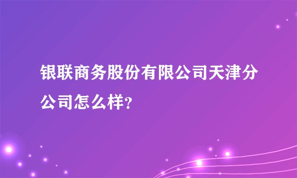 银联商务股份有限公司天津分公司怎么样？