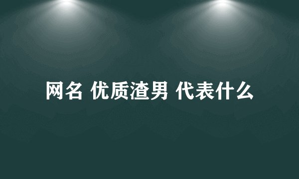 网名 优质渣男 代表什么