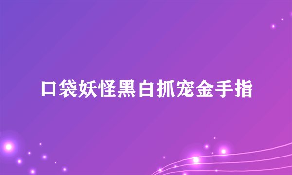 口袋妖怪黑白抓宠金手指
