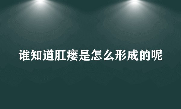 谁知道肛瘘是怎么形成的呢