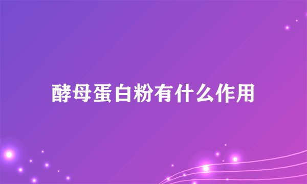 酵母蛋白粉有什么作用