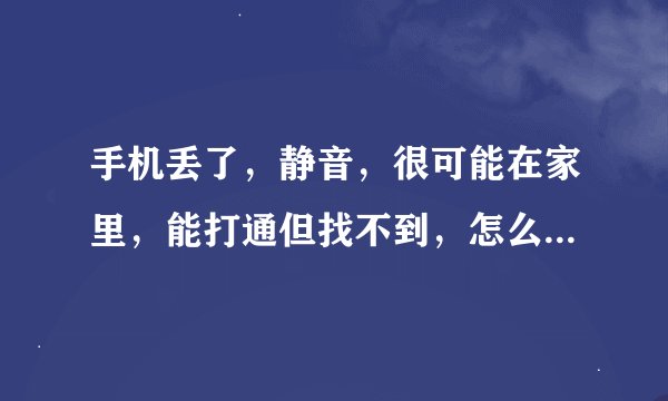手机丢了，静音，很可能在家里，能打通但找不到，怎么办啊啊？