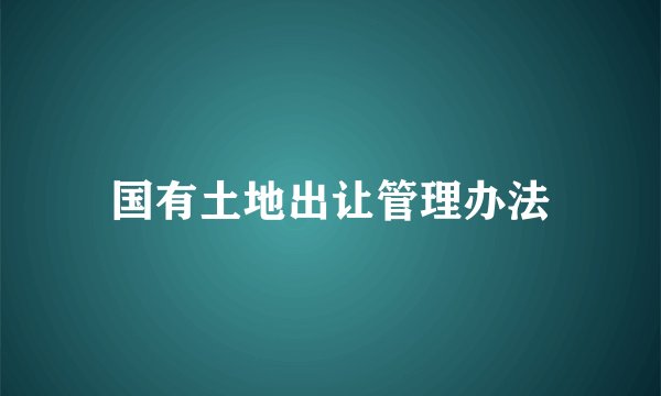 国有土地出让管理办法
