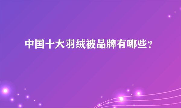中国十大羽绒被品牌有哪些？