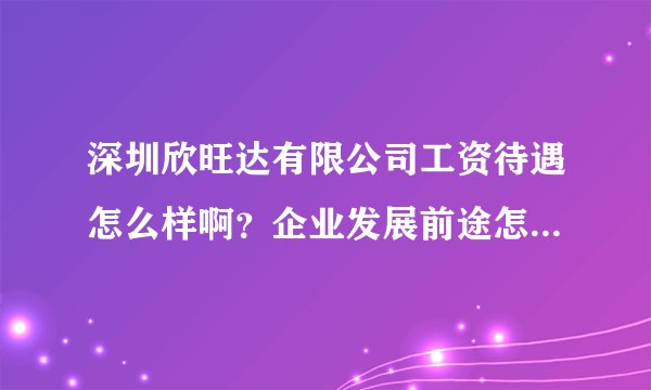 深圳欣旺达有限公司工资待遇怎么样啊？企业发展前途怎么样？氛围之类的怎么样？