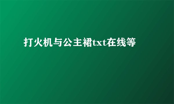 打火机与公主裙txt在线等