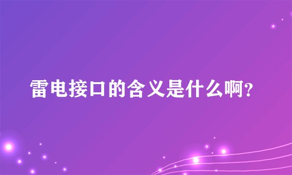 雷电接口的含义是什么啊？