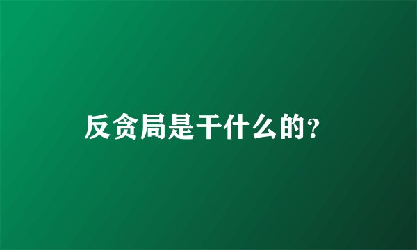 反贪局是干什么的？