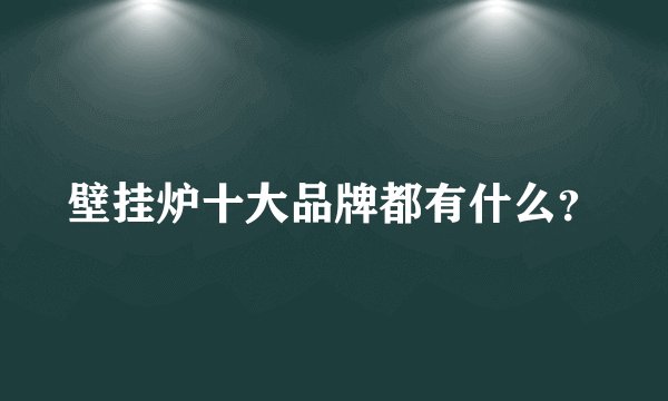 壁挂炉十大品牌都有什么？